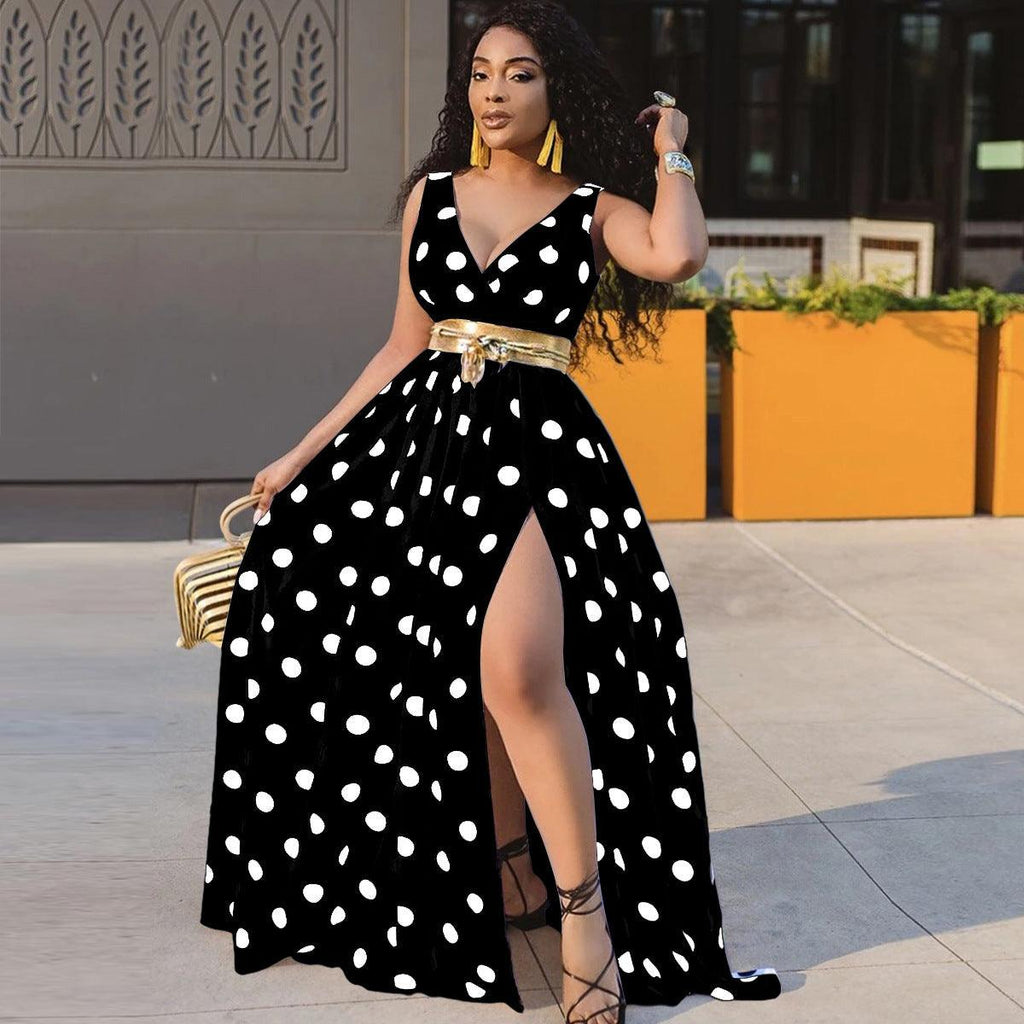 Sexy Dresses Women Party Ladies Belt Plus Size Forked Club Dresses - Amazitshop