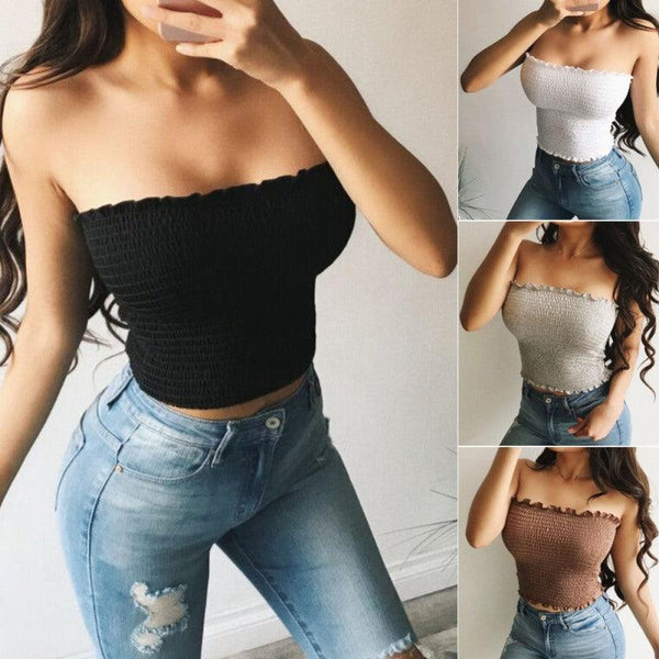Sexy Fashion Summer Skinny Women Sleeveless Crop Tops Backl - Amazitshop