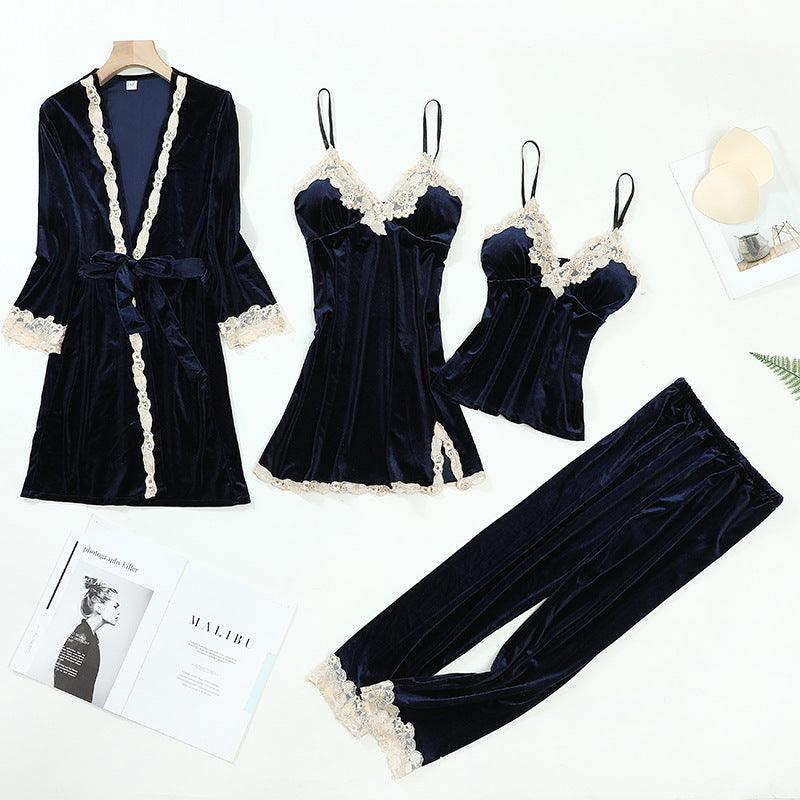 Sexy gold velvet pajamas - Amazitshop