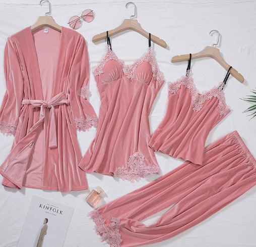 Sexy gold velvet pajamas - Amazitshop