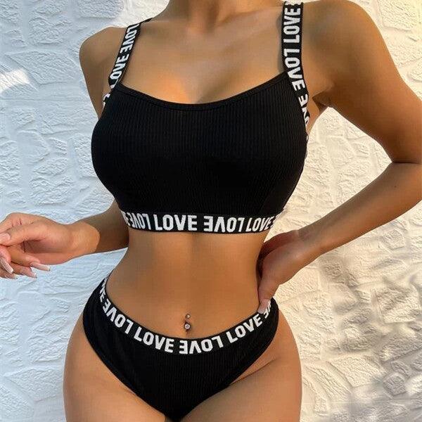 Sexy Lingerie Mesh Knitted Push Up Bras Two - piece Set - Amazitshop