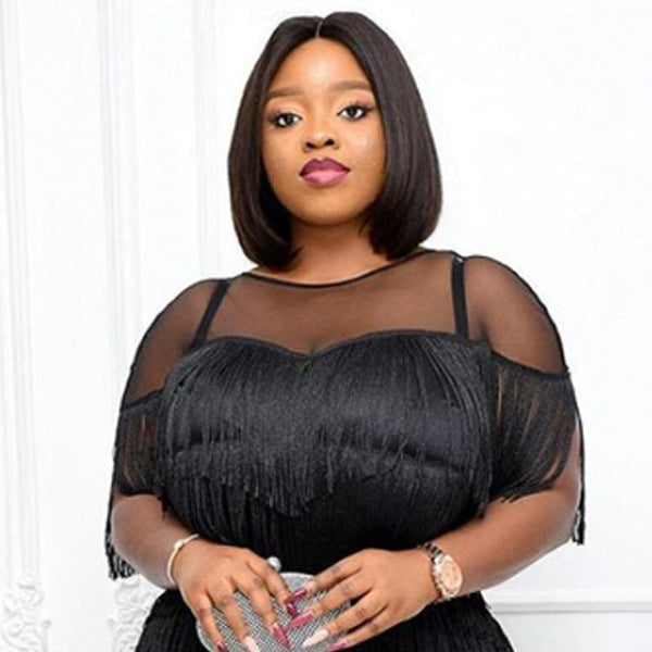 Sexy Perspective Mesh Stitching Tassel High Waist Large Size Slim Casual Women\'s Dress - Amazitshop