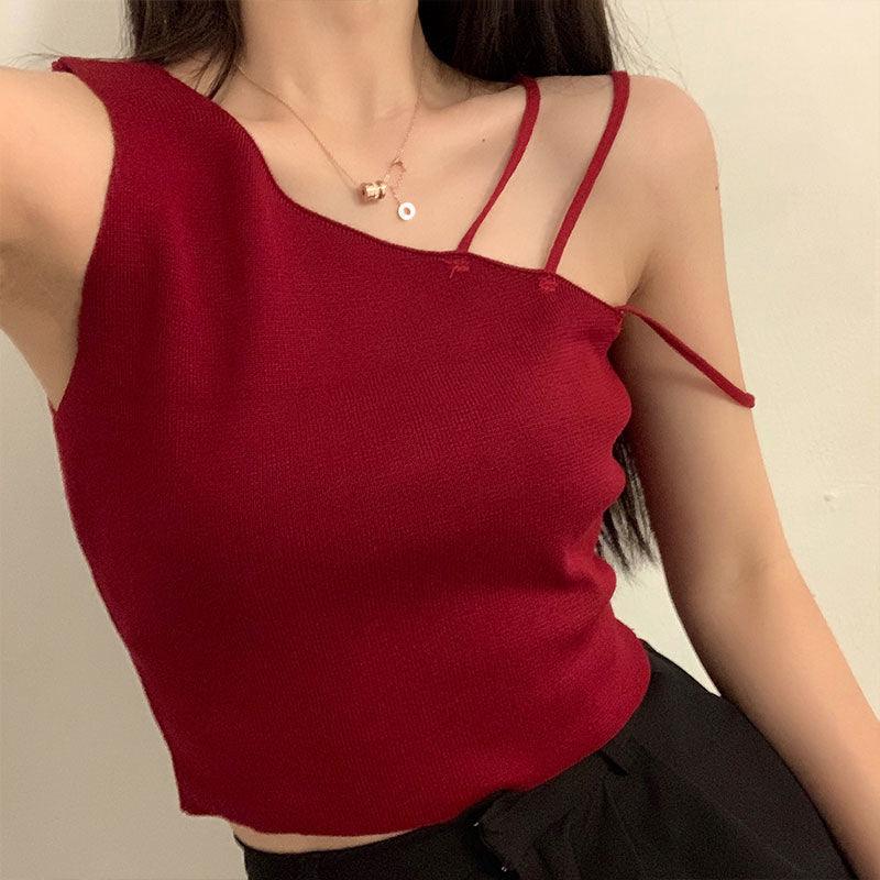 Sexy slanted shoulders crop tops - Amazitshop