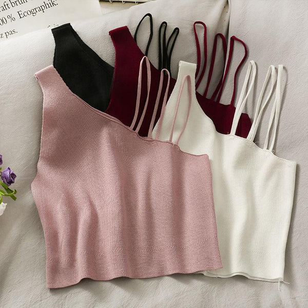 Sexy slanted shoulders crop tops - Amazitshop