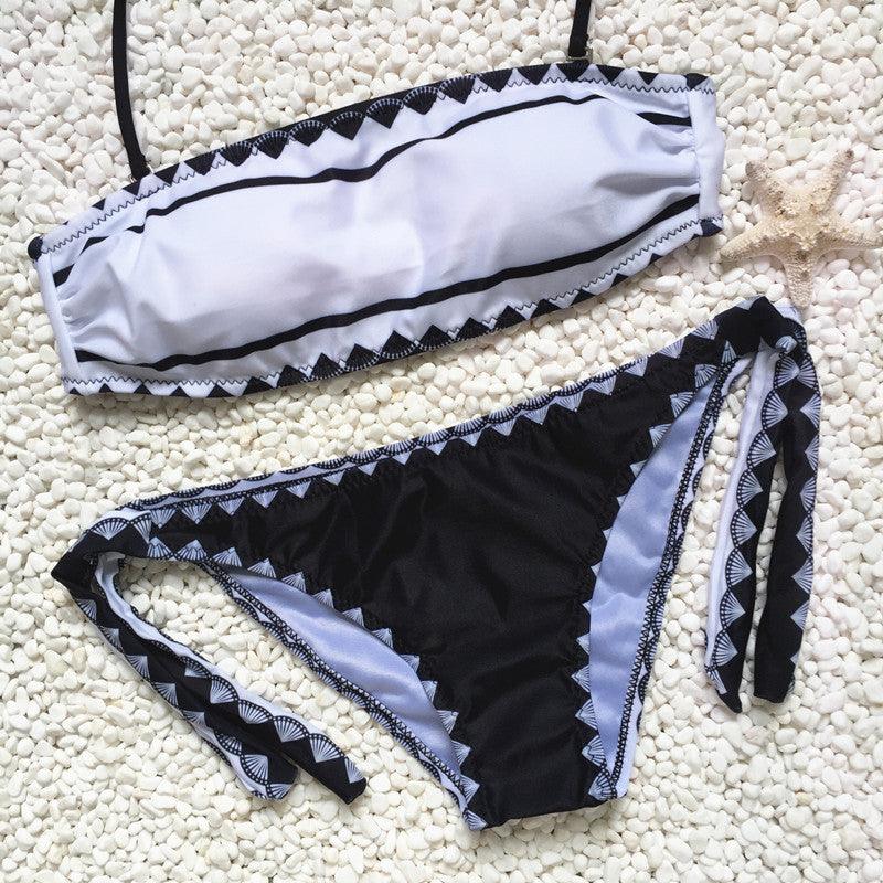 Sexy Strapless Bikini set swimsuit Women strapless Swimwear tie side bikini bottom Bathing Suit Beachwear swim suit - Amazitshop