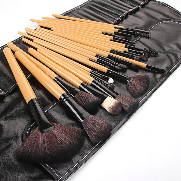 Shadowing 24 Makeup Brushes Set, Brownnatural Wood - Amazitshop