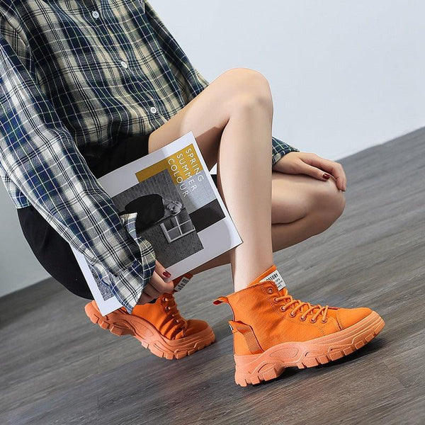 Short boots girls students thick soled - Amazitshop