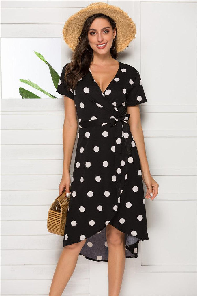 Short sleep Polka Dot Dress - Amazitshop