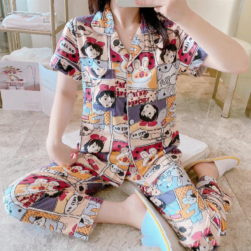 Short - Sleeved Trousers Cardigan Pajamas Home Service - Amazitshop