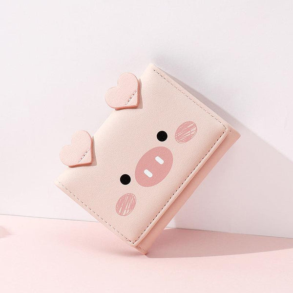Short three - fold wallet women cartoon cute lady wallet - Amazitshop