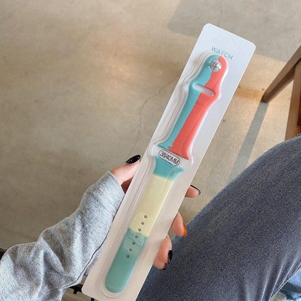 Silicone Contrast Color Sports Watch Band For Applewatch Watches - Amazitshop