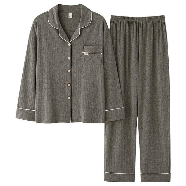Simple Cotton Long - Sleeved Men's Homewear - Amazitshop