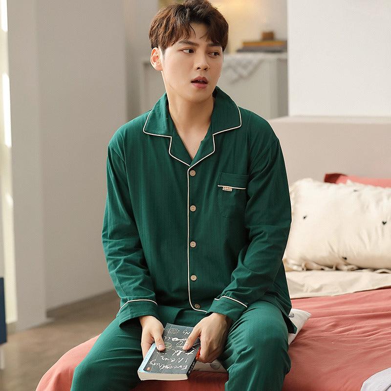 Simple Cotton Long - Sleeved Men's Homewear - Amazitshop