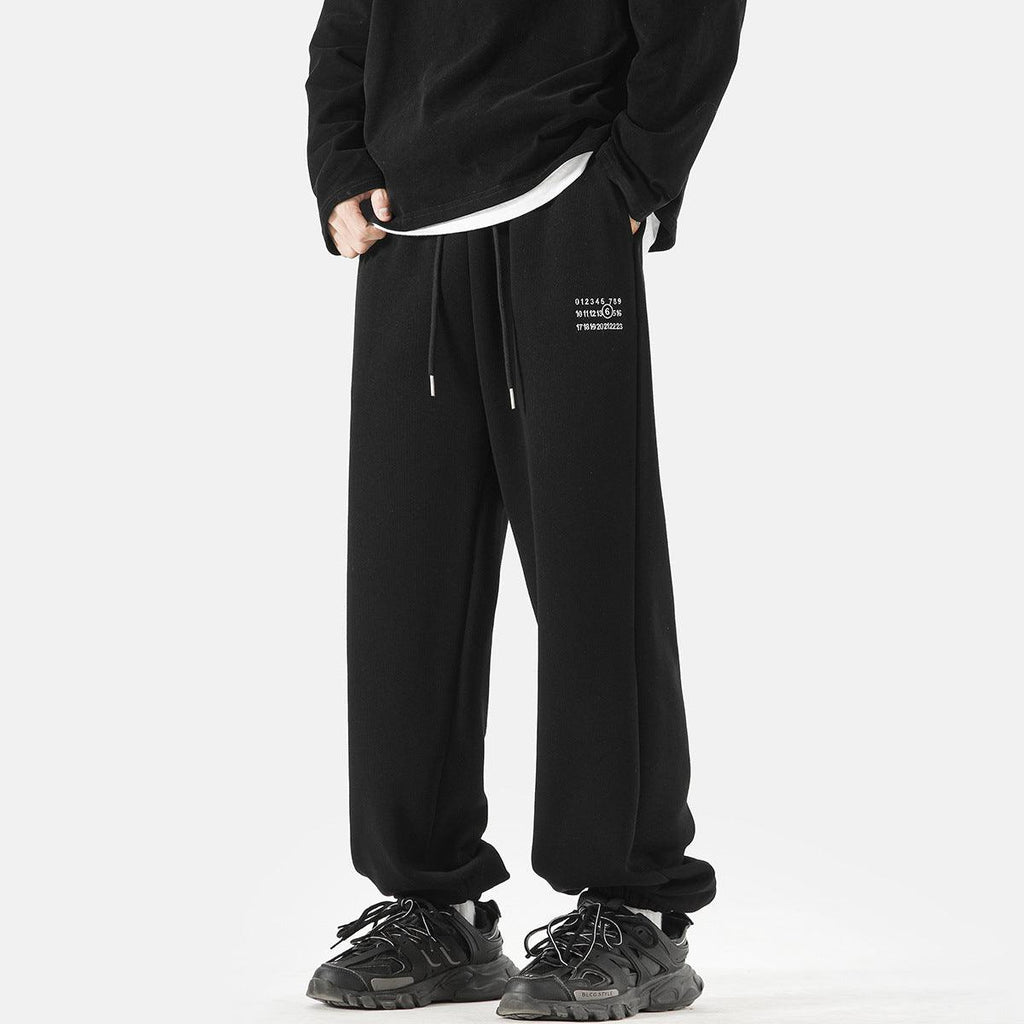 Simple Digital Embroidery Sports Pants Men Loose Sweatpants - Amazitshop