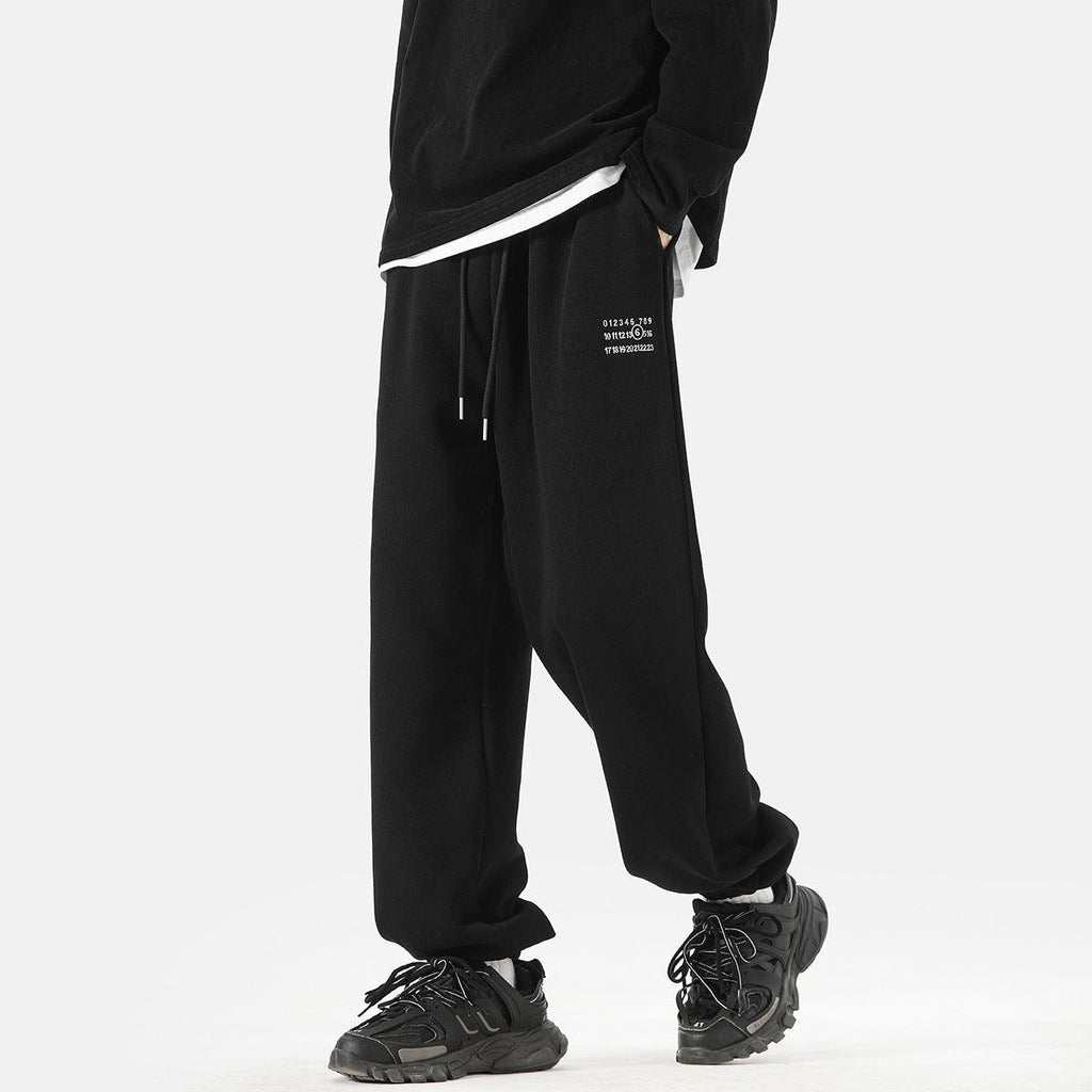 Simple Digital Embroidery Sports Pants Men Loose Sweatpants - Amazitshop