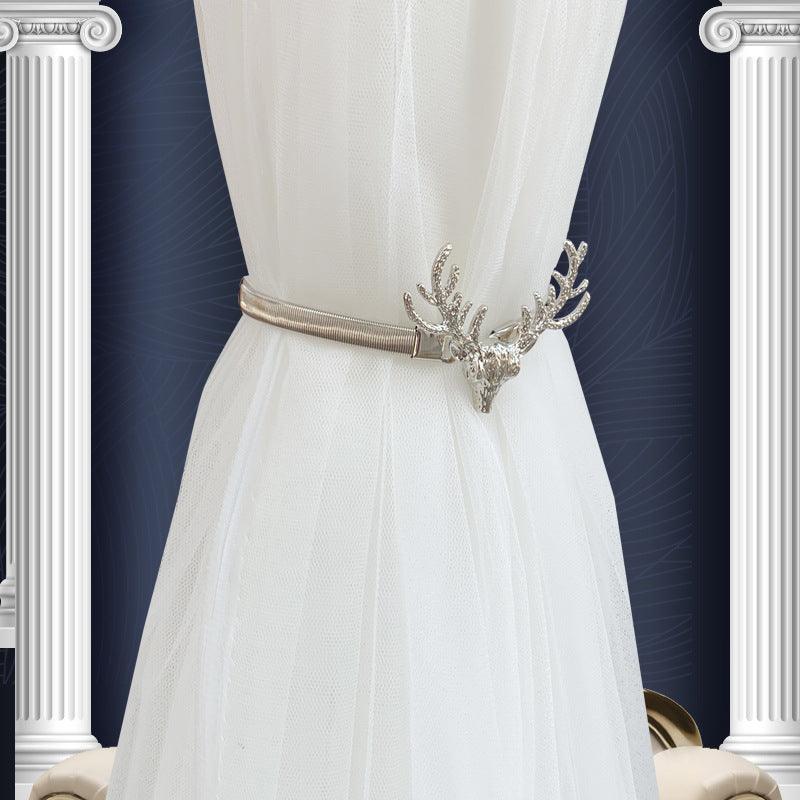 Simple Modern Light Luxury Elk Head Metal Creative Tie Rope Hook Curtain Buckle - Amazitshop