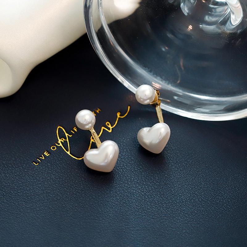Simple Temperament Love Pearl Stud Earrings - Amazitshop