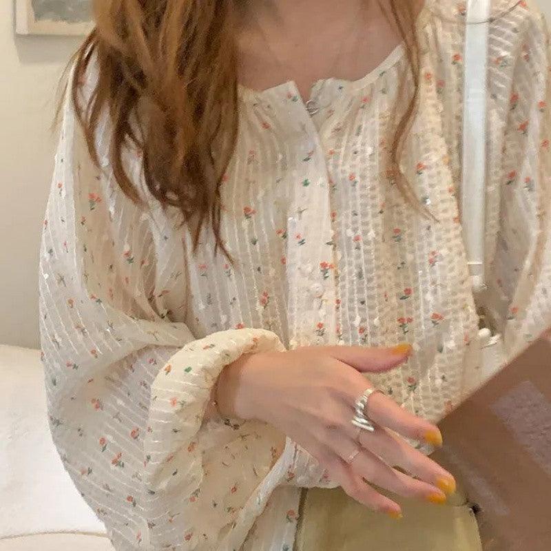 Single Breasted Shirt Delicate Vertical Striped Long Sleeve - Amazitshop