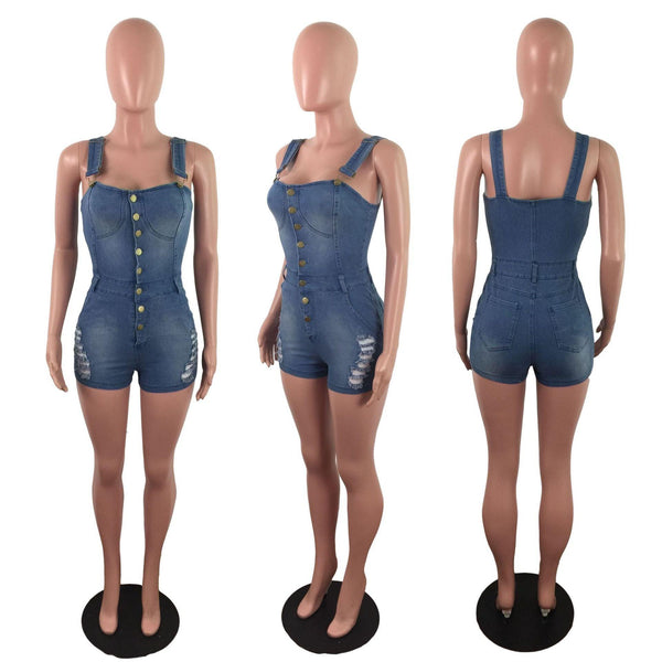 Sleek Denim Slim Fit Jumpsuit for Women - Amazitshop