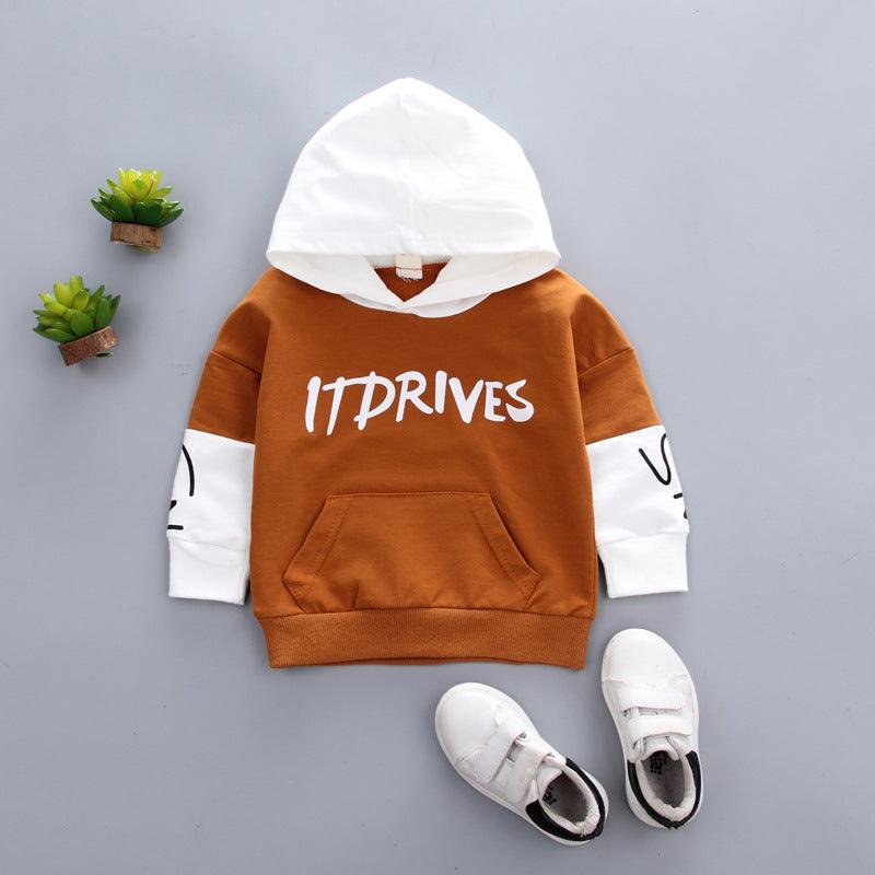 Sleeve Color - blocking Letter Printed Casual Sweater - Amazitshop