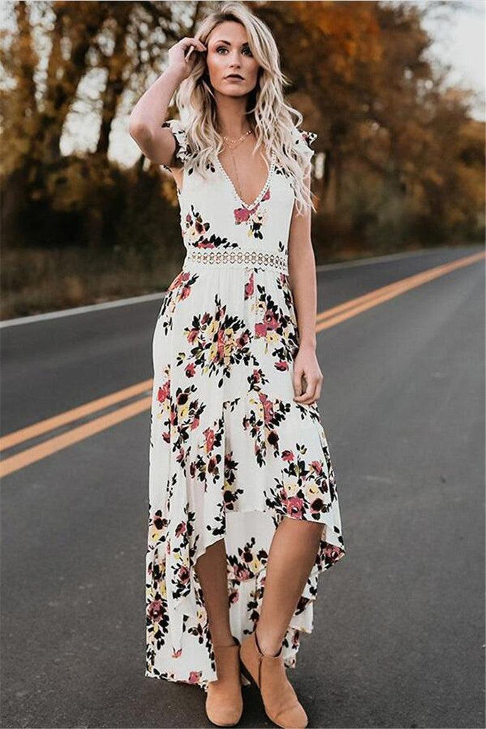 Sleeveless Printing irregular Dress - Amazitshop