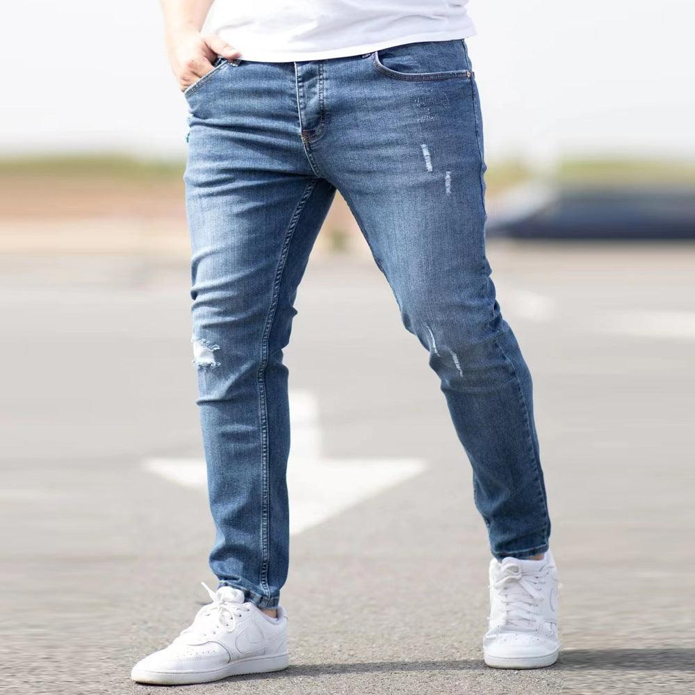 Slim Fit Skinny Denim Trousers Ripped - Amazitshop