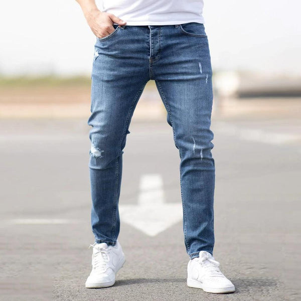 Slim Fit Skinny Denim Trousers Ripped - Amazitshop