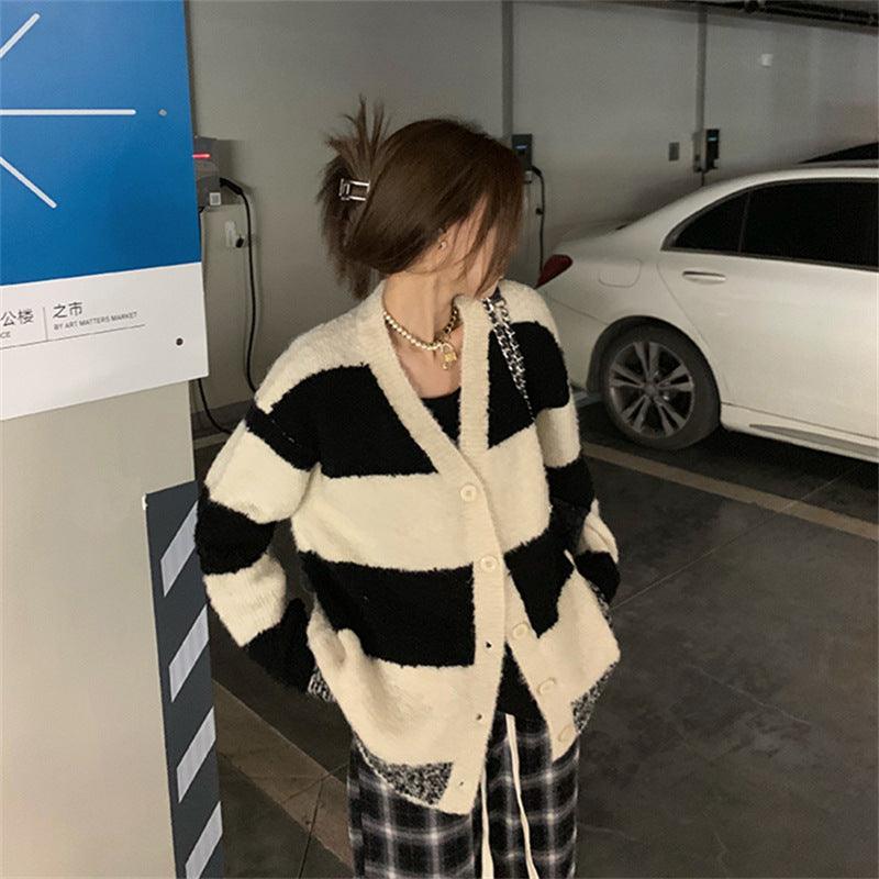 Slim Green Plaid Contrast Knit Women - Amazitshop