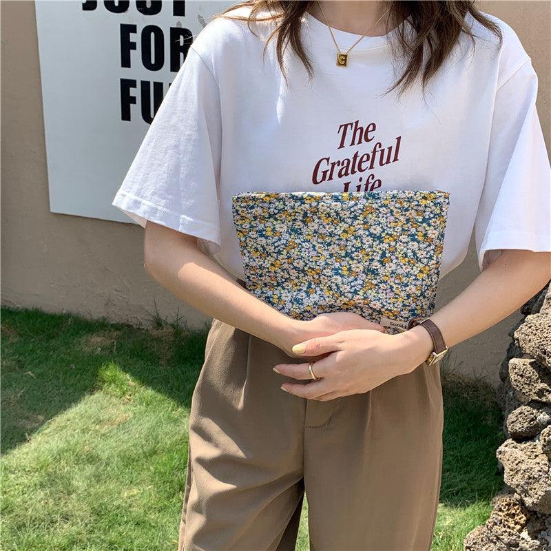 Small Literary Floral Makeup Storage Clutch - Amazitshop