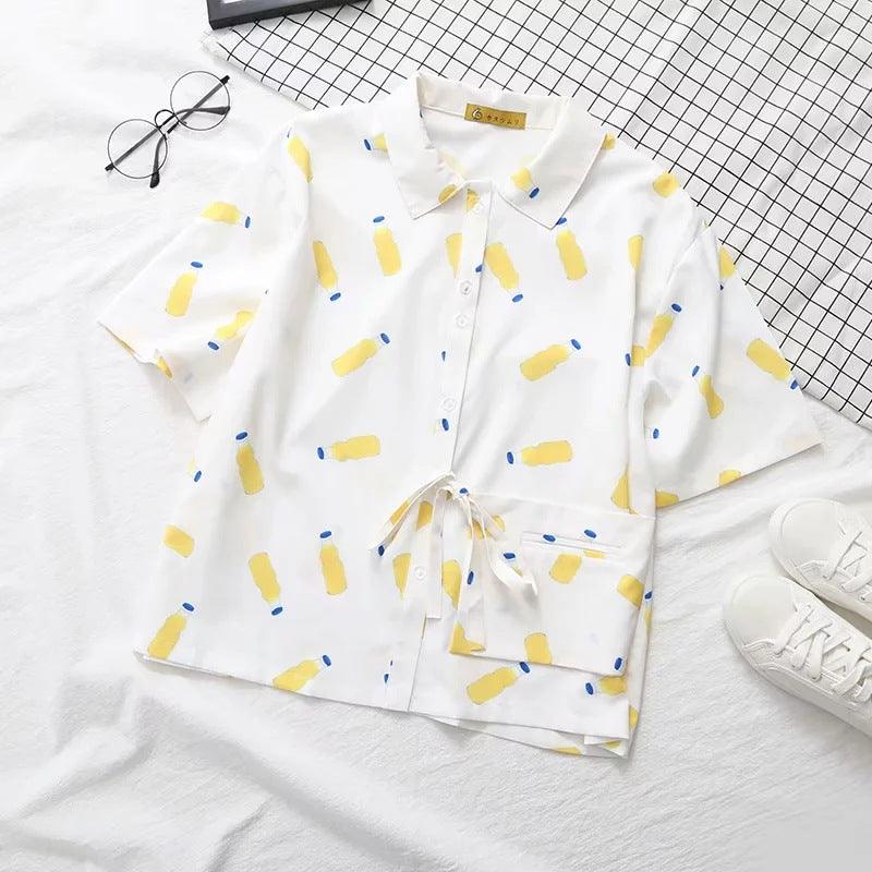 Small pocket bow design short sleeve - Amazitshop