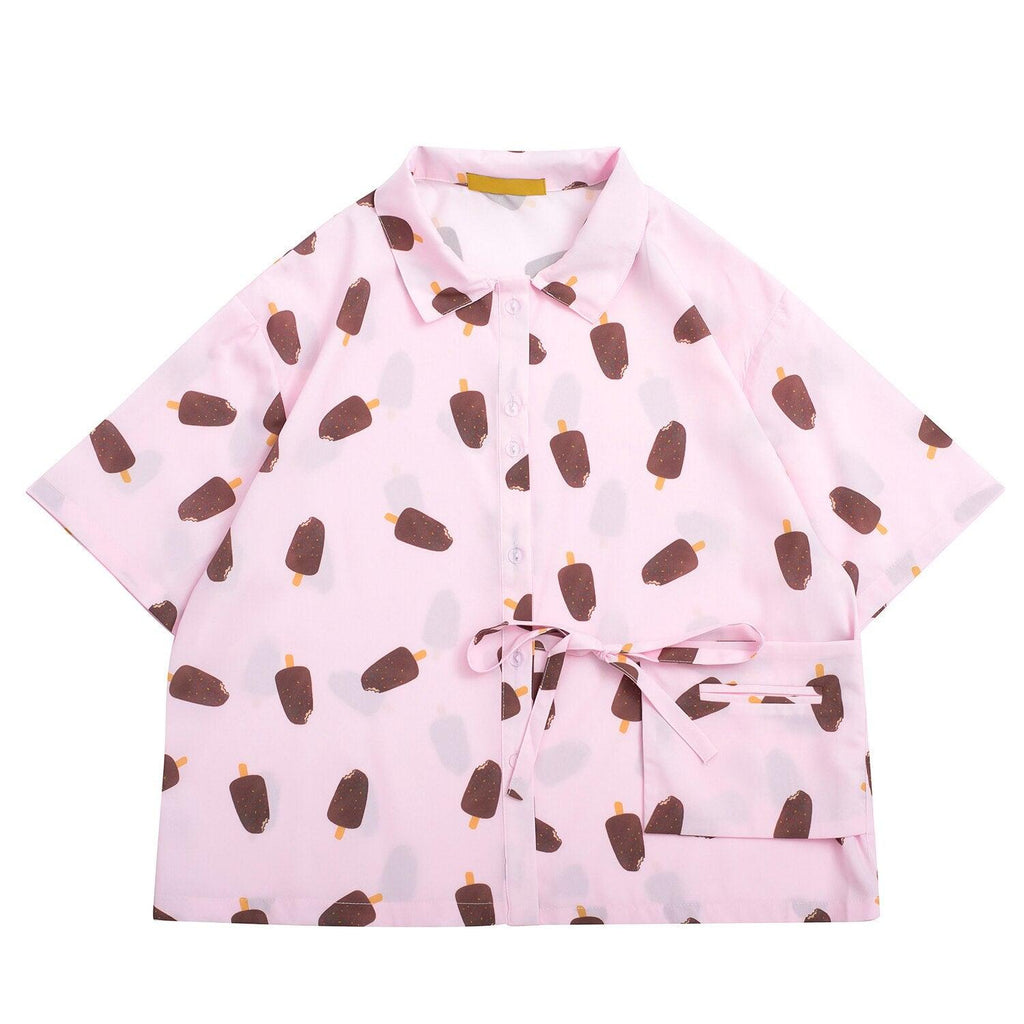 Small pocket bow design short sleeve - Amazitshop