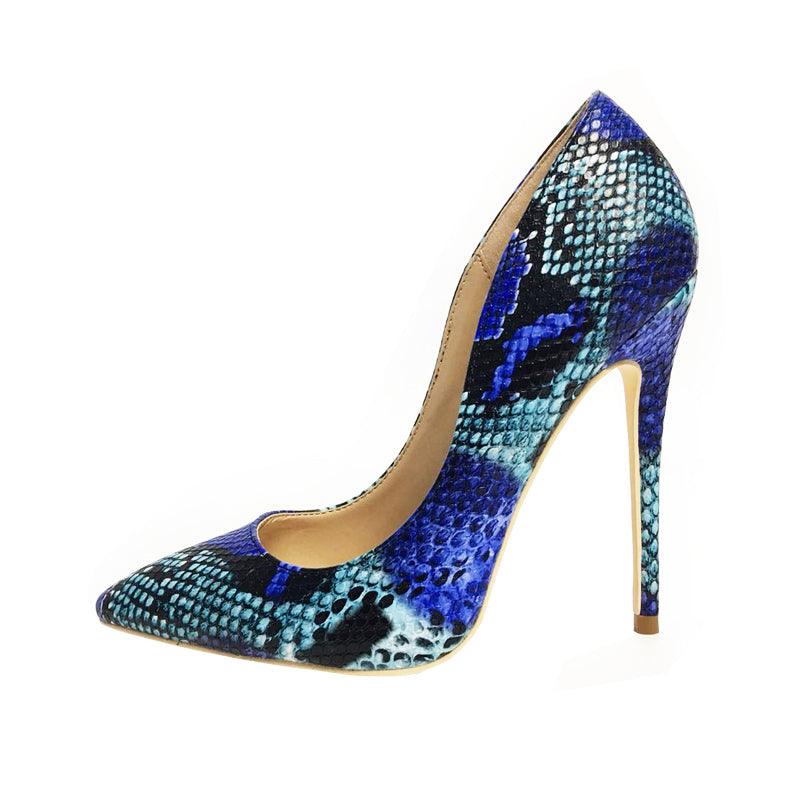 Snakeskin Pumps Leather Shoes - Amazitshop