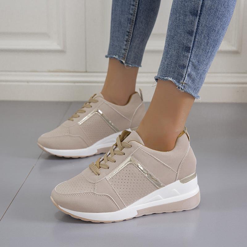 Sneakers Platform Wedge Heel Casual Shoes Lace - up Mesh Sneakers - Amazitshop