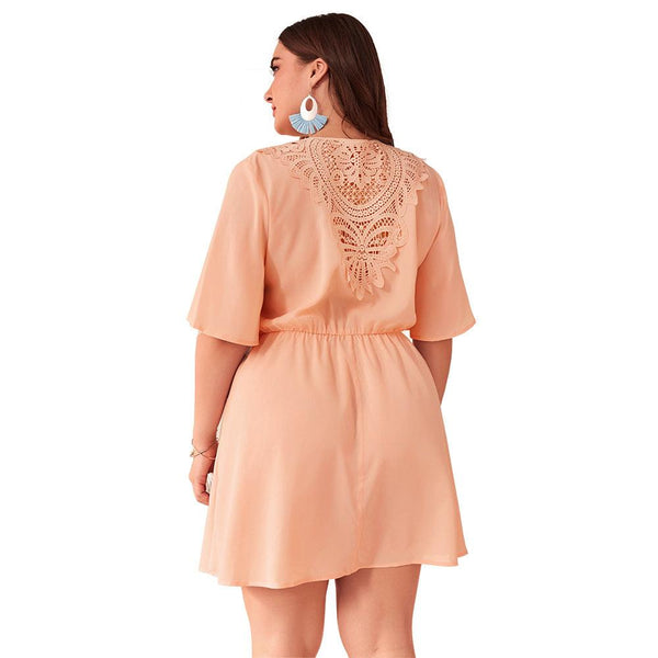 Solid color cutout fat MM dress - Amazitshop