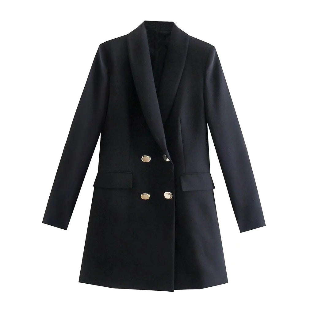 Solid Color Double Breasted Graceful Suit Jacket - Amazitshop