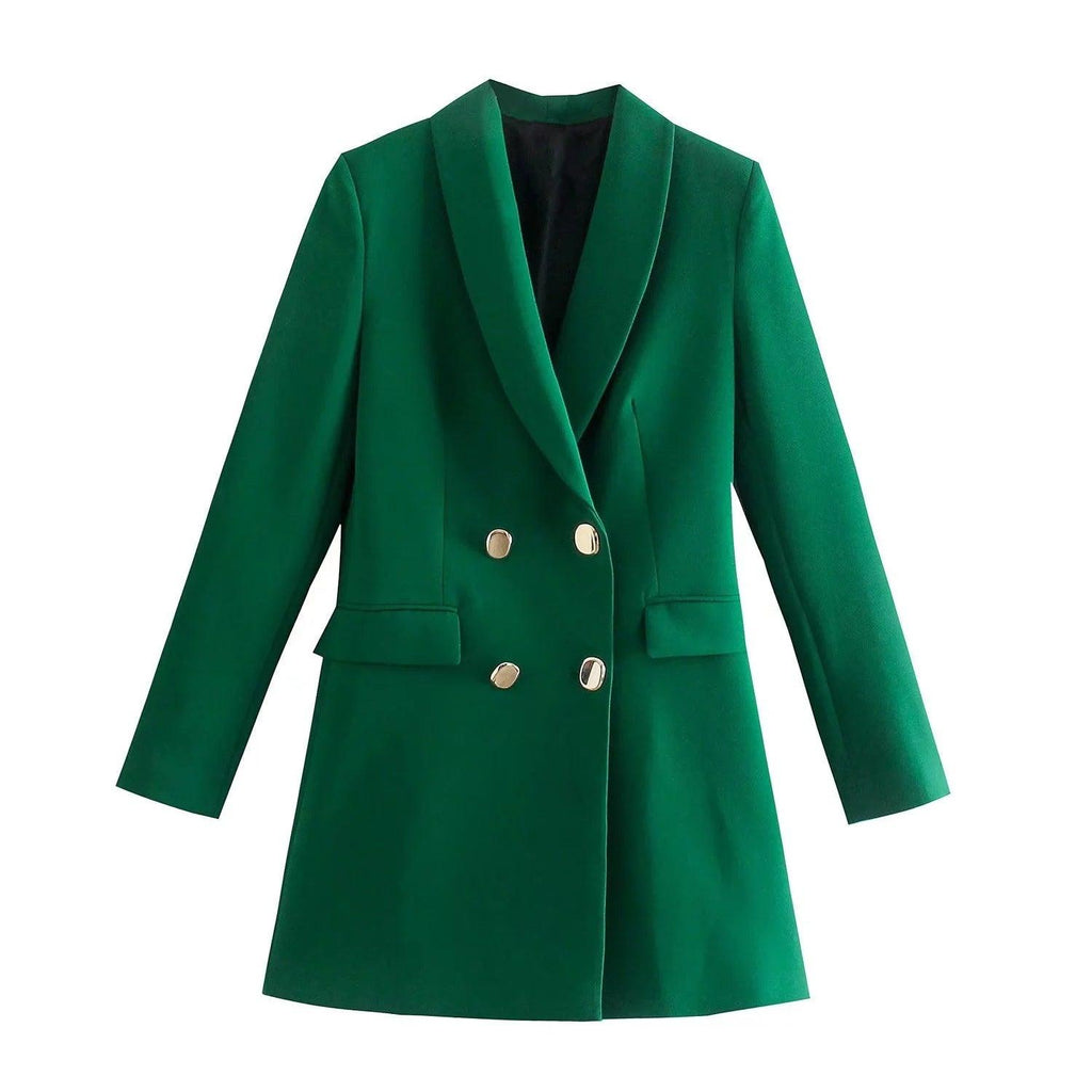 Solid Color Double Breasted Graceful Suit Jacket - Amazitshop