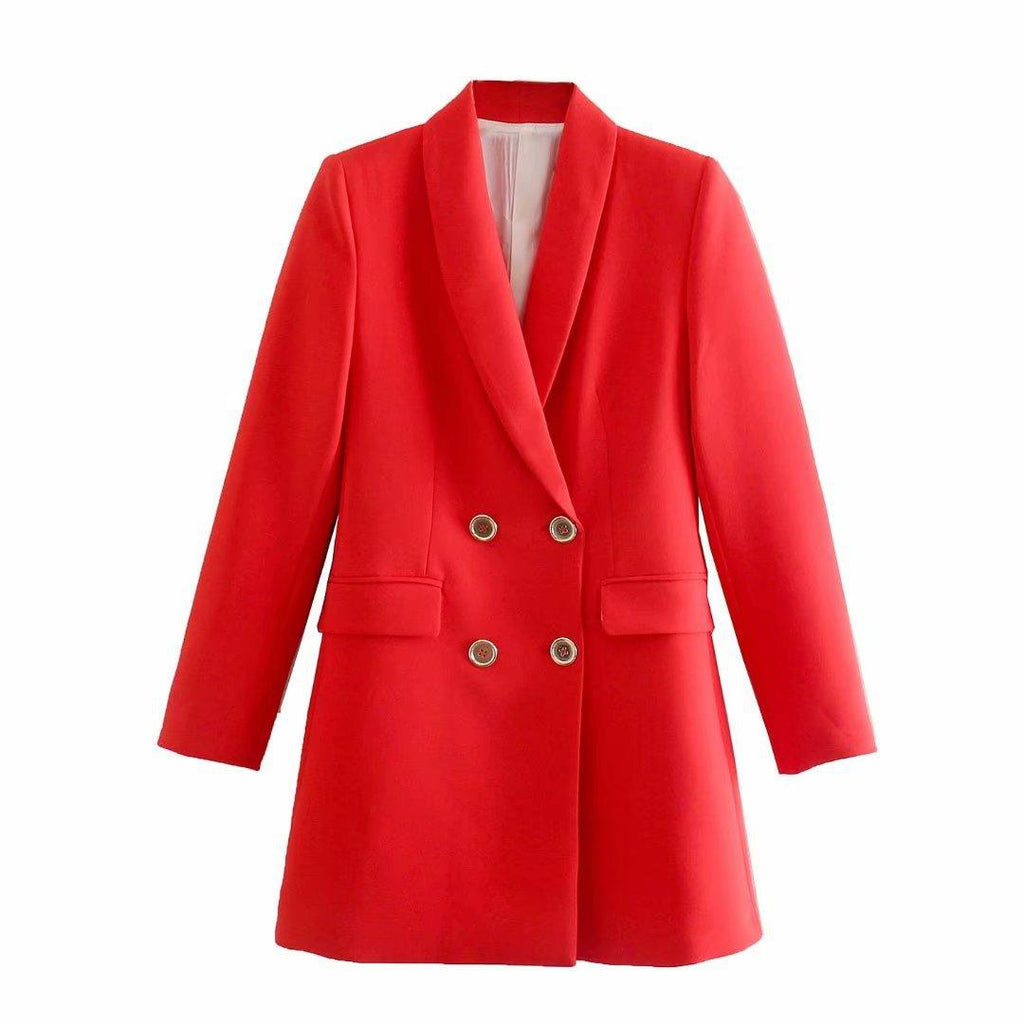 Solid Color Double Breasted Graceful Suit Jacket - Amazitshop