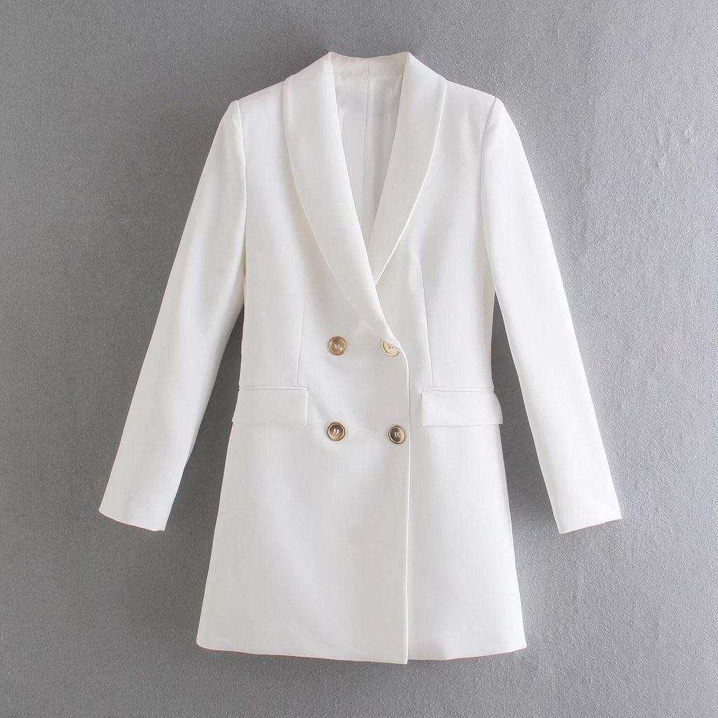 Solid Color Double Breasted Graceful Suit Jacket - Amazitshop