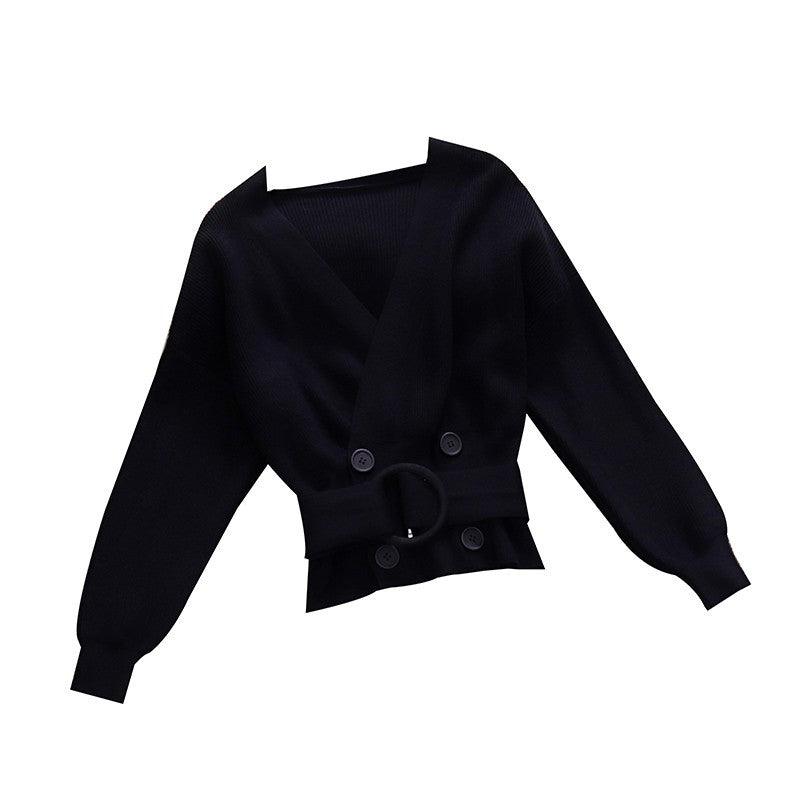 Solid color knit sweater - Amazitshop