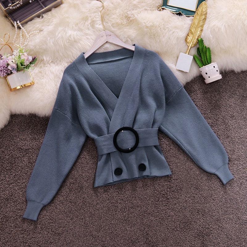 Solid color knit sweater - Amazitshop