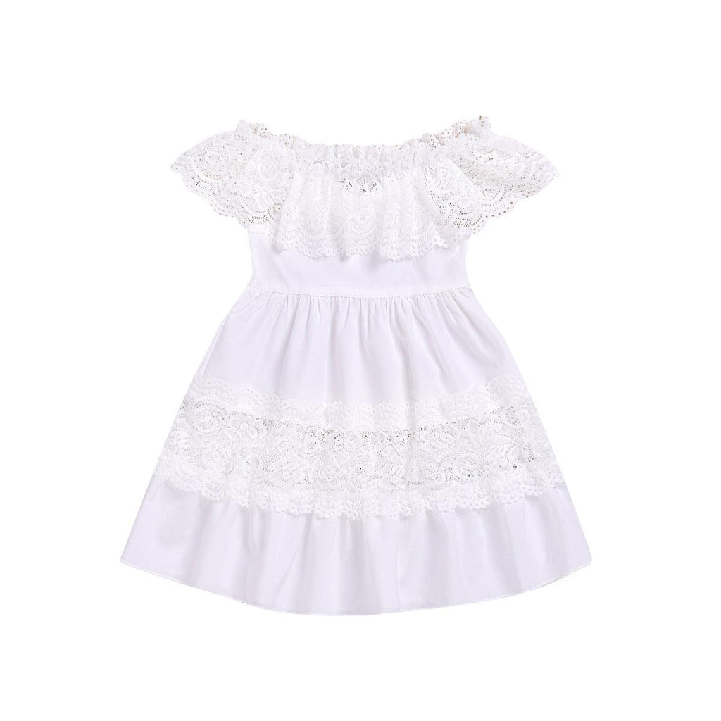 Solid - color lace sleeveless princess dress - Amazitshop