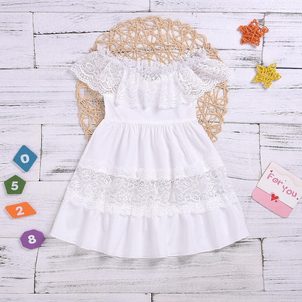 Solid - color lace sleeveless princess dress - Amazitshop