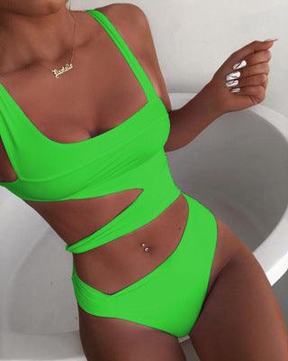 Solid color one - piece swimsuit one - piece bikini - Amazitshop