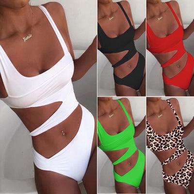 Solid color one - piece swimsuit one - piece bikini - Amazitshop