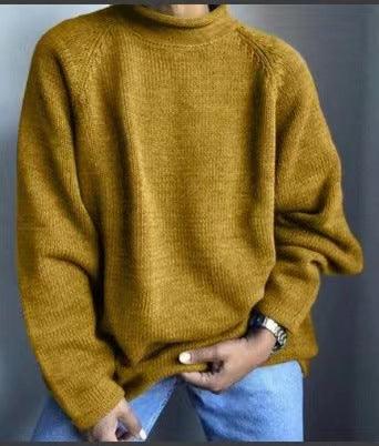 Solid Color Pullover Loose Casual Sweater - Amazitshop