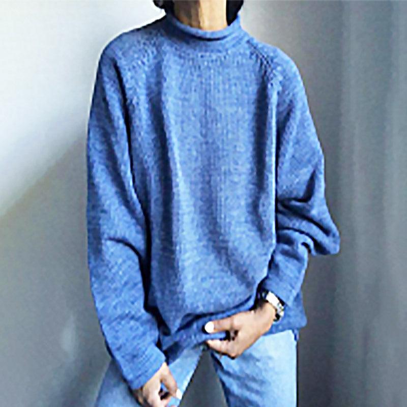 Solid Color Pullover Loose Casual Sweater - Amazitshop