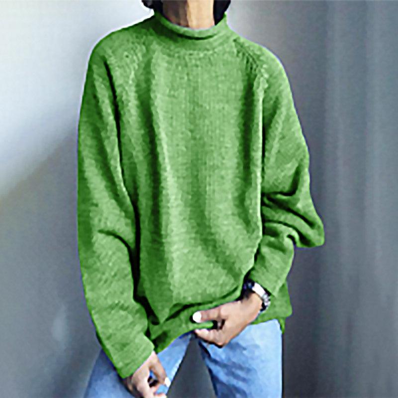 Solid Color Pullover Loose Casual Sweater - Amazitshop