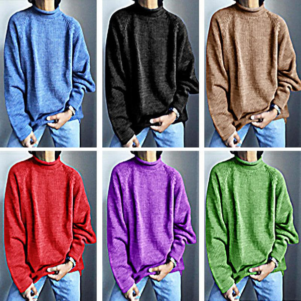 Solid Color Pullover Loose Casual Sweater - Amazitshop