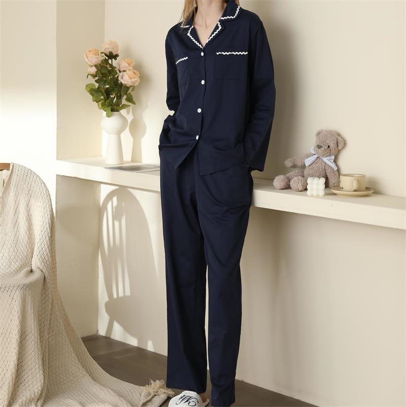 Solid Color Suit Collar Pajamas Set - Amazitshop