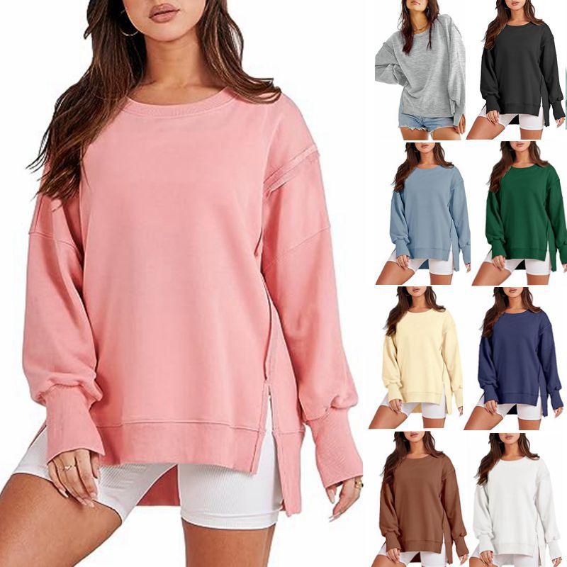 Solid Oversized Sweatshirt Crew Neck Long Sleeve Pullover Hoodies Tops Fashion Fall Women Clothes Winter - Amazitshop
